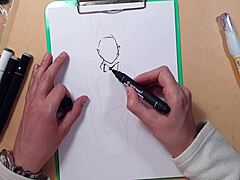 Quick marker sketch of hot athletic latina in sexy latex