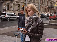 Blonde college coed spreads wet pussy for horny romantic sensual sex