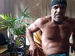 Brazilian bear's fat cock handjob tease?