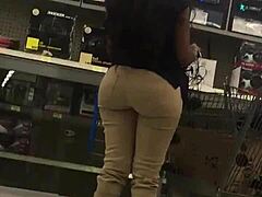 big booty walmart chick bends over teasing shoppers