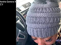 that ebony snowboarder babe sucking cock in the car outdoors