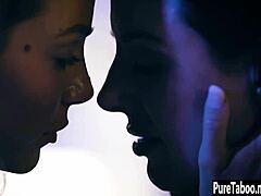 Big-boobed milf moans as lesbian fingers her soaked pussy