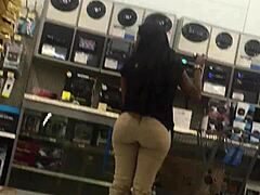 big booty walmart chick bends over teasing shoppers