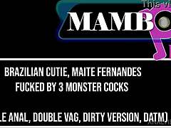 Brazilian cutie Maite Fernandes takes double anal DAP!