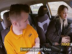 Tattoo babe, why hide your mega crush while sucking instructor in taxi?