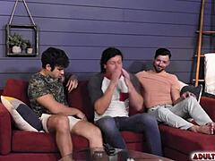 Dalton riley's first gay threesome bareback anal with muscular friends