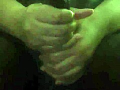 wife sneaks quick teasing handjob on his throbbing cock