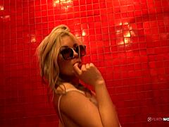 Young Webcam Teen Blonde Fingers Herself To Orgasm In Shower Masturbation Session