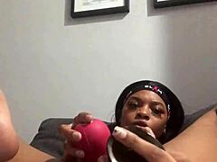 Kashofficials spreads legs upclose fingering hairy wet pussy with toys