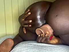 watch my big black ass take long white dildo pussy
