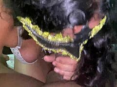 Petite latina teen swallows neighbor's full cock deepthroat in lingerie dawn