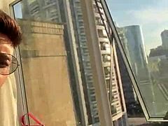 skinny brazilian couple barebacks ass pussy at window