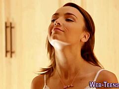 stockings teen licks petite brunette pussy so hungrily!