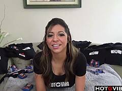 Latina Babe Fingers Massive Titties During Cam Masturbation