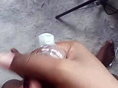 Labeto pumps cock machine safe sex cumshot into condom blasting!