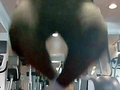 her athletic roommate hits the dorm gym for a solo fitness workout looking pretty