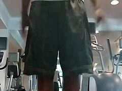 her athletic roommate hits the dorm gym for a solo fitness workout looking pretty