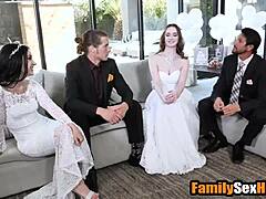 Lesbian Brides And Stepdads Fuck Hard In Steamy Wedding Foursome