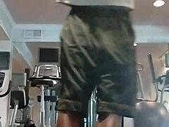 her athletic roommate hits the dorm gym for a solo fitness workout looking pretty