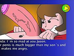 Milf flashes erotically on sofa in comic couch antics