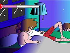 Milf flashes erotically on sofa in comic couch antics