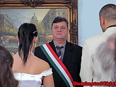 Beautiful Bound Bride In Stockings Gets Roughly Dominated Post-Wedding!