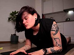 redhead lesbian grinds big ass on skinny brunette friend's face until squirting orgasm