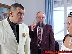 Beautiful Bound Bride In Stockings Gets Roughly Dominated Post-Wedding!