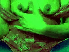 ebony MILF BOUNCES saggy TITS with WET ginger bottle tease