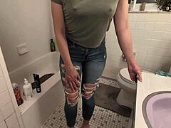 hey watch this cute amateur gf pee desperately in shower 😜💦