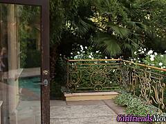 Small Tits Lesbians Eat Pussy Outdoor in Heels