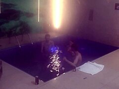 My wild motel pool threesome