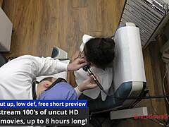 Angel Santana's Gaping Nurse Checkup with Feet Latex and Shaved Pussy