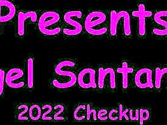 Angel Santana's Gaping Nurse Checkup with Feet Latex and Shaved Pussy