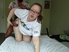 bro, bbc destroys this redhead wife's glasses-framed face and hairy pussy with sloppy creampie pov interracial!