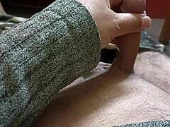 watch this mature dude stroke his thick cock super fast!