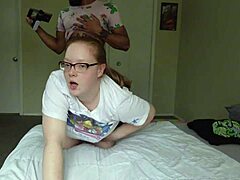 bro, bbc destroys this redhead wife's glasses-framed face and hairy pussy with sloppy creampie pov interracial!