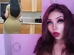 horny latina stepmom fucks perverted stepson in kitchen creampie