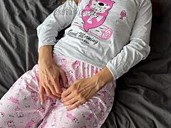 horny 18yo teen fingers shaved pussy till she squirts then takes big cock cumshot