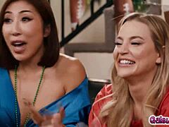 steamy foursome nicole doshi hailey rose ameena green blake blossom football watch