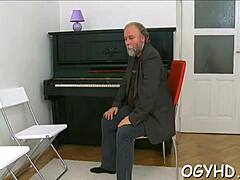 Perverted Russian Granny Fucks Young Small Tits Teen Pussy