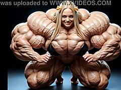 Abigail's Huge Muscle Growth Pump Explodes In Ai Factory Animation