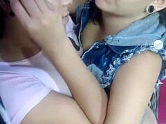 two sultry lesbians tease and tangle in heated play