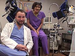 backstage nurse jackie banes spreads latex-gloved tits for patient