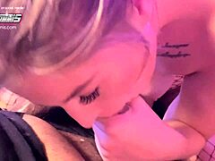 blonde gags throat on huge cock nasty wet deepthroat blowjob