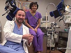 backstage nurse jackie banes spreads latex-gloved tits for patient