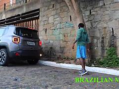 Handyman Fucks Mature Boss on Street in Red Sheer