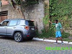 Handyman Fucks Mature Boss on Street in Red Sheer