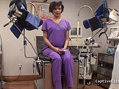 backstage nurse jackie banes spreads latex-gloved tits for patient