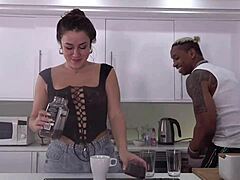 roommate fulfills fantasy fucking her with huge black cock hard